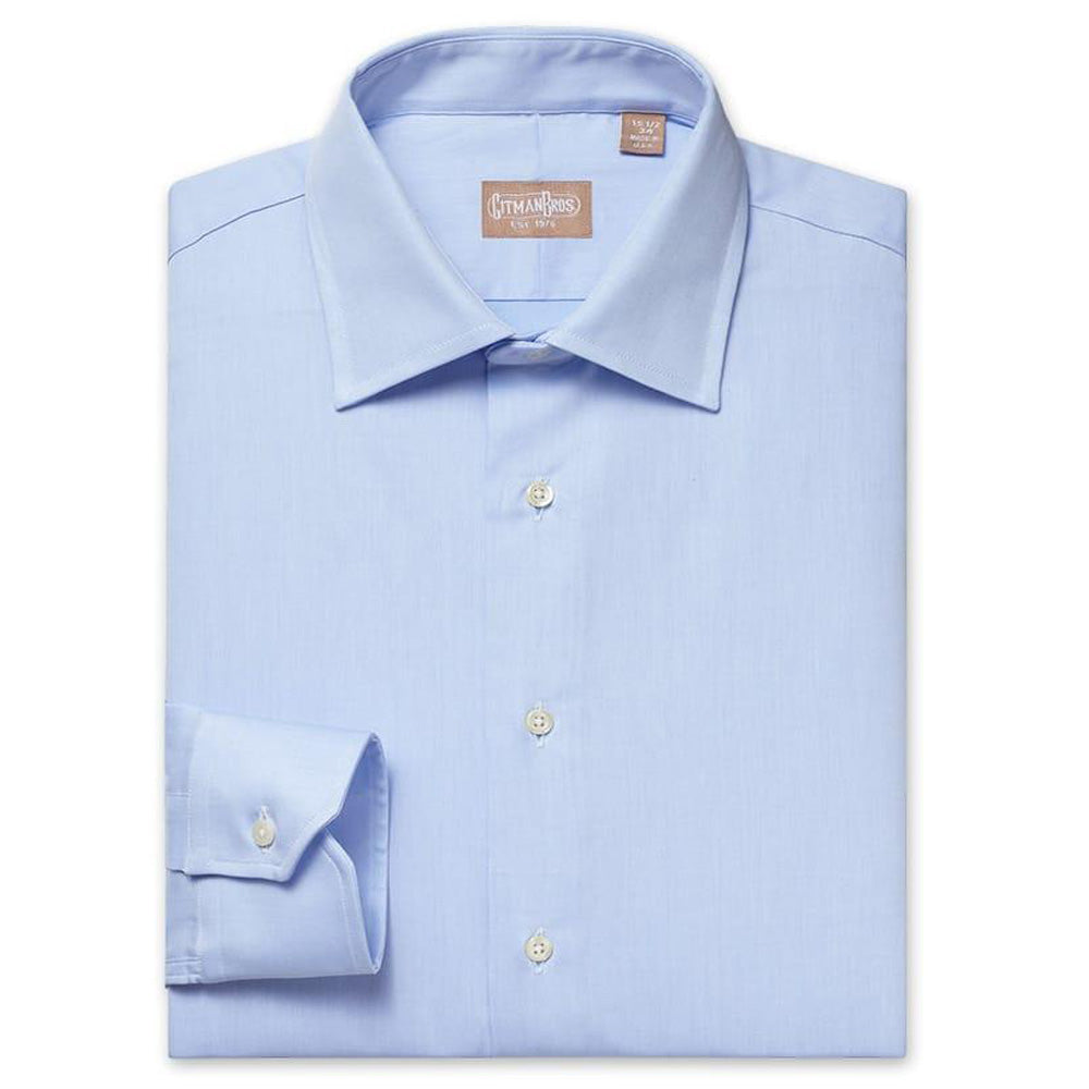 Gitman Medium Spread Mini Twill Blue Dress Shirt