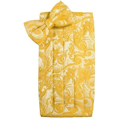 Tangerine Orange Tapestry Satin Cummerbund and Bow Tie Set