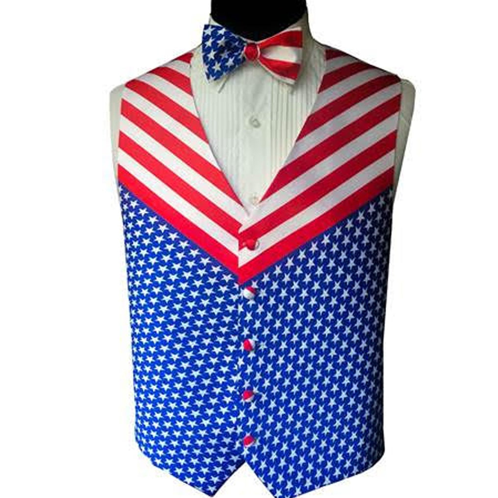 New Stars and Stripes Forever Vest with Matching Bow Tie