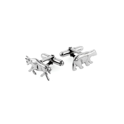 Sterling Silver Bull and Bear Cufflinks