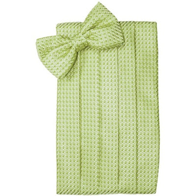 Lime Green Venetian Cummerbund and Bow Tie Set