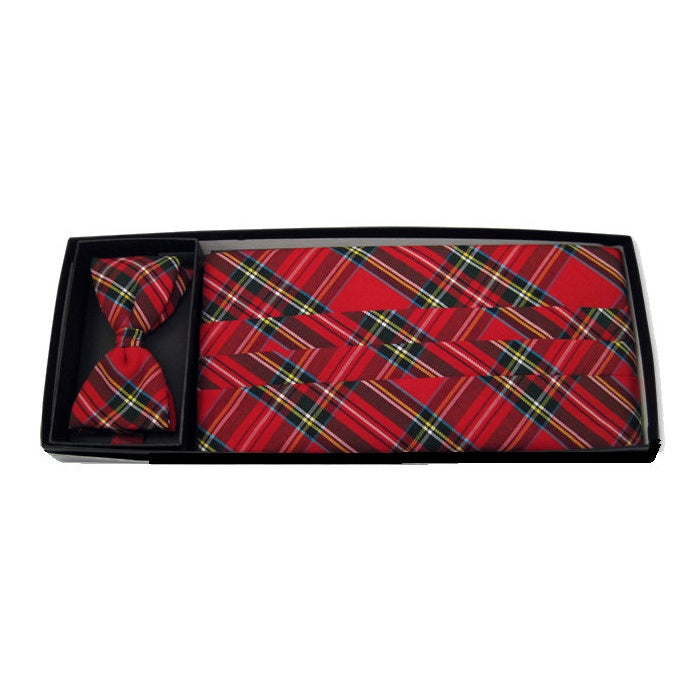 Real Plaid Cummerbund and Bow Tie Set