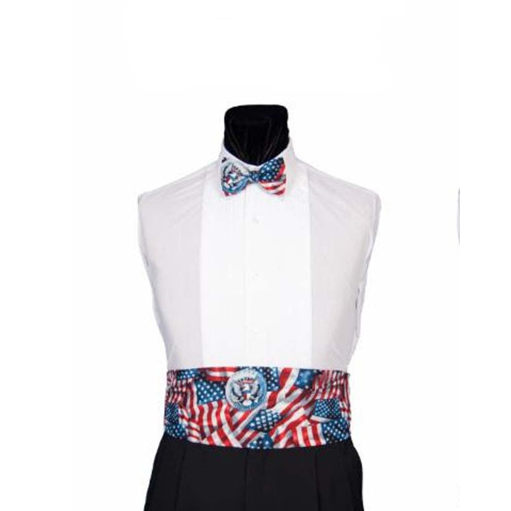 USA American Flag Bow Tie and Cummerbund Set