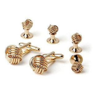 Fine Gold Wired Love Knots Tuxedo Cufflinks and Studs