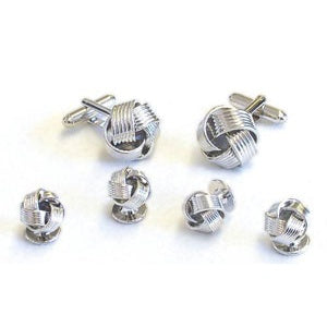 Fine Silver Wired Love Knots Tuxedo Cufflinks and Studs