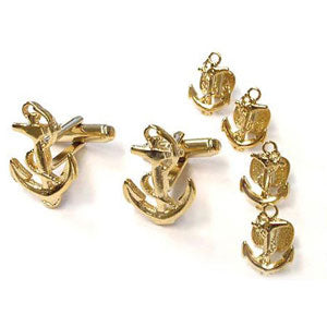 Anchors Away Tuxedo Cufflinks and Studs Gold