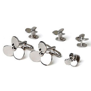 Boat Propellers Cufflinks and Studs in Silver