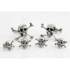 Skull & Cross Bones Cufflinks and Studs Silver