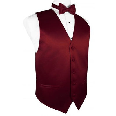 Apple Red Satin Tuxedo Vest