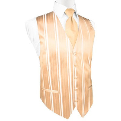 Apricot Striped Satin Tuxedo Vest