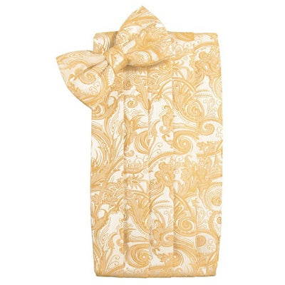 Apricot Tapestry Paisley Satin Cummerbund and Bow Tie Set