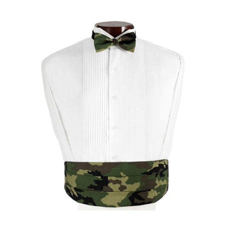 Army Hunters Green Camouflage Novelty Cummerbund and Bow Tie Set