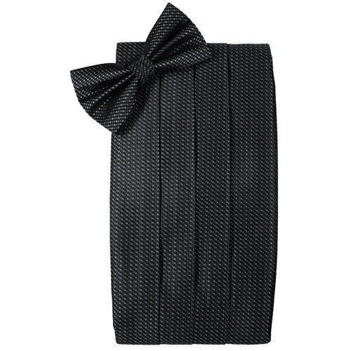 Asphalt Silk Weave Cummerbund and Bow Tie Set