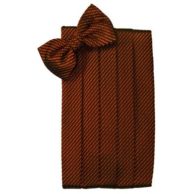 Autumn Orange Venetian Cummerbund and Bow Tie Set