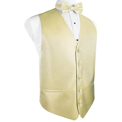 Banana Yellow Herringbone Tuxedo Vest