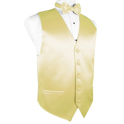 Banana Yellow Satin Tuxedo Vest