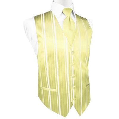 Banana Yellow Striped Satin Tuxedo Vest