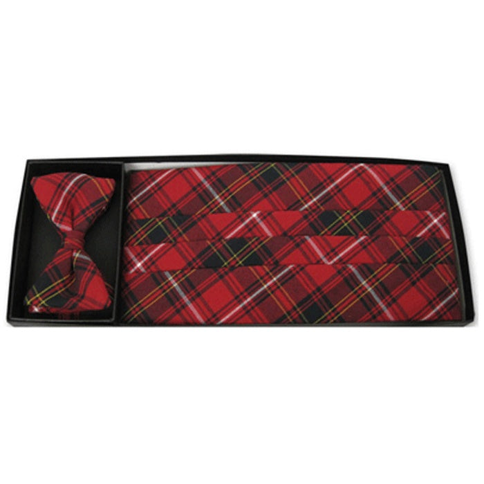 Red Berrington Plaid Cummerbund and Bow Tie Set