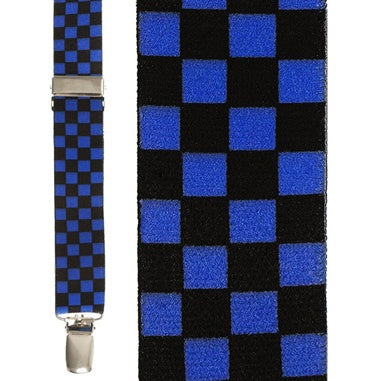 Black and Blue Checkered Suspenders