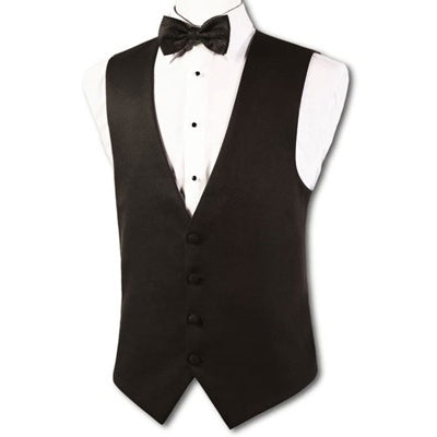 Black Low Cut Tuxedo Vest