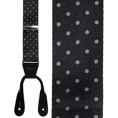 Black and Grey Dots Silk Suspenders