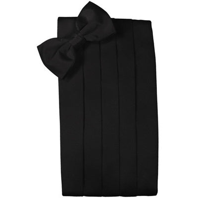 Black Silk Cummerbund and Bow Tie Set