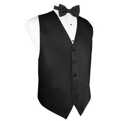 Black Grid Pattern Tuxedo Vest