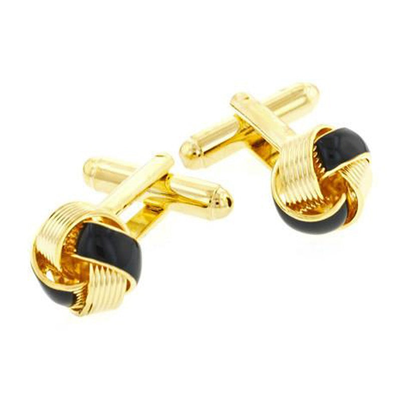 Black and Gold Enamel Love Knot Cufflinks