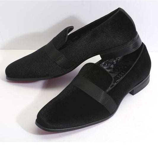 Black Velvet Slip On Shoes