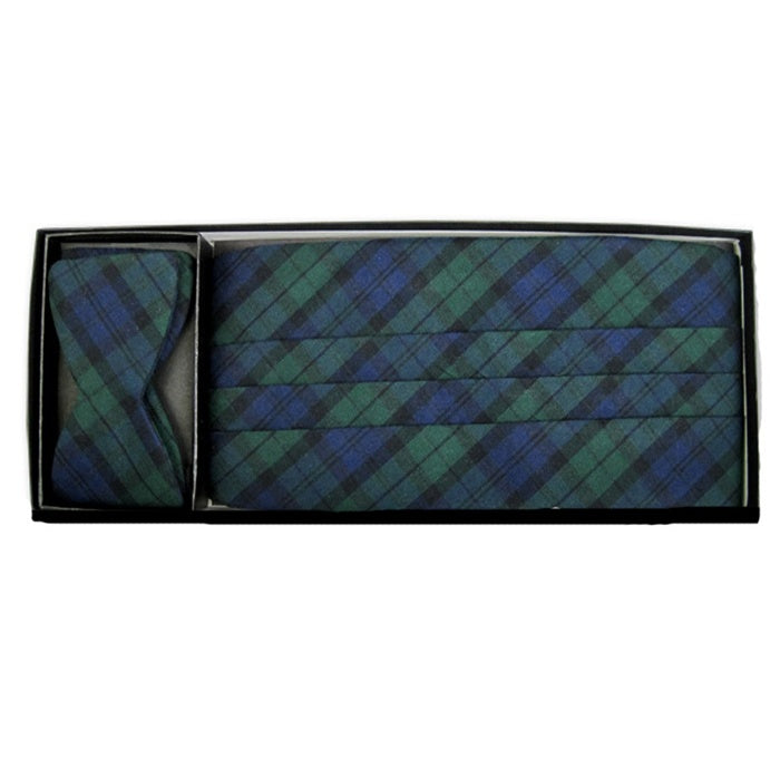 Black Watch Plaid Cummerbund with Tie Yourself Bow Tie