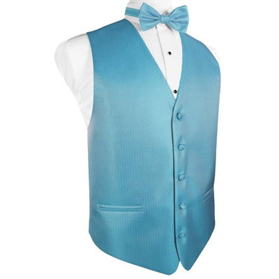 Blue Ice Herringbone Tuxedo Vest