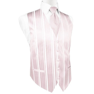 Blush Pink Striped Satin Tuxedo Vest