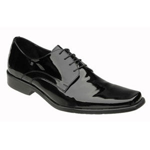 Black Genuine Patent Leather Square Toe Lace Up