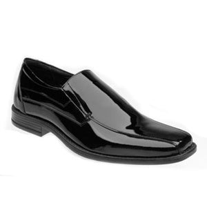 Black Genuine Patent Leather Square Toe Slip On