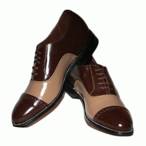 Brown And Taupe  Cap Toe Dress Shoes