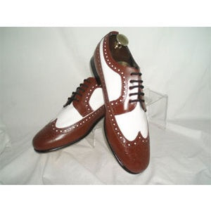 Brown and White Wing Tip Dress Shoes