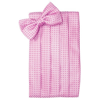 Bubblegum Pink Venetian Cummerbund and Bow Tie Set