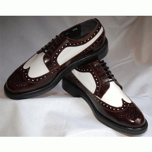 Burgundy and White Wing Tip with Thick Soles