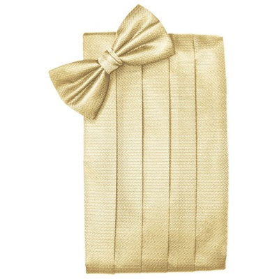 Buttercup Yellow Herringbone Cummerbund and Bow Tie Set