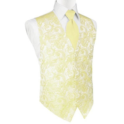 Canary Yellow Tapestry Satin Tuxedo Vest