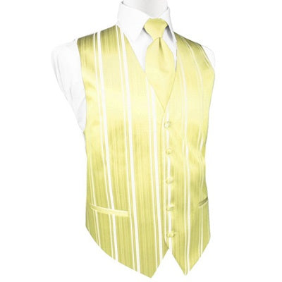 Canary Yellow Striped Satin Tuxedo Vest