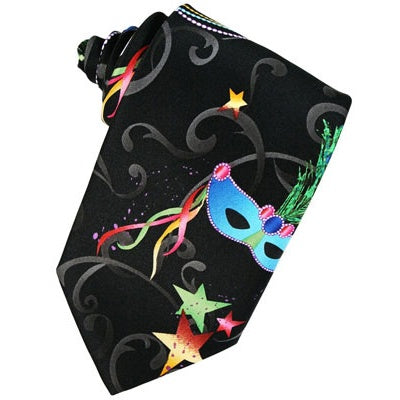 Mardi Gras Masks and Stars Pattern Necktie