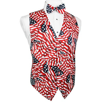 USA  Flag Novelty Tuxedo Vest