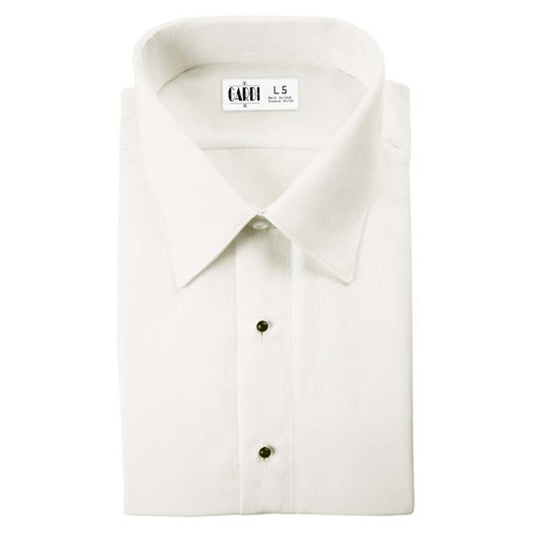 Ivory Non Pleated Microfiber Layown Collar Tuxedo Shirt