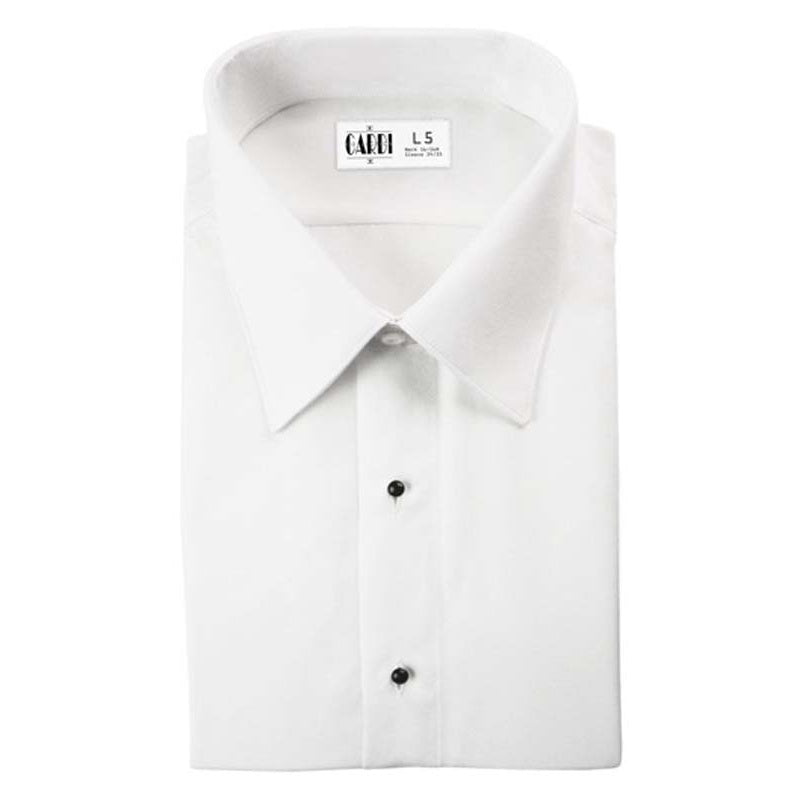 White Microfiber Non Pleated Slim Fit Tuxedo Shirt