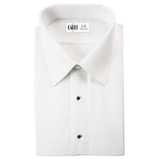 White Microfiber Non Pleated Regular Fit Tuxedo Shirt