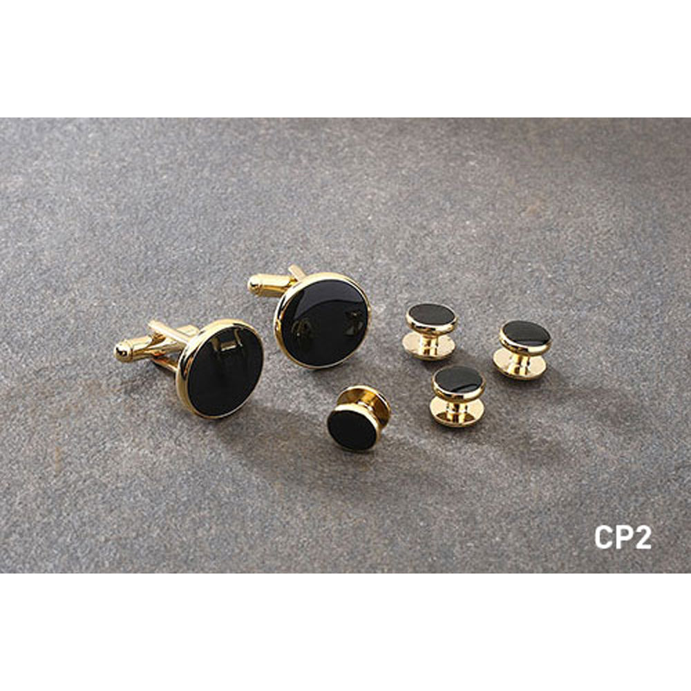 Black and Gold Studs and Cufflinks