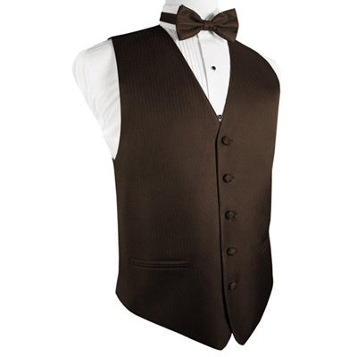 Chocolate Brown Herringbone Tuxedo Vest
