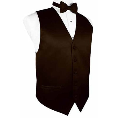 Chocolate Brown Satin Tuxedo Vest