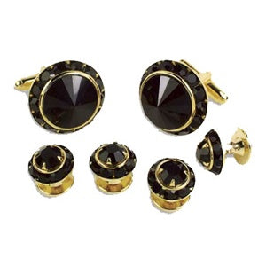 Black Trim and Black Center Cufflinks and Studs with